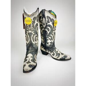 Corral Women’s C3587 Cowhide Black Leather Pointed Toe Western Cowboy Boots 8 M